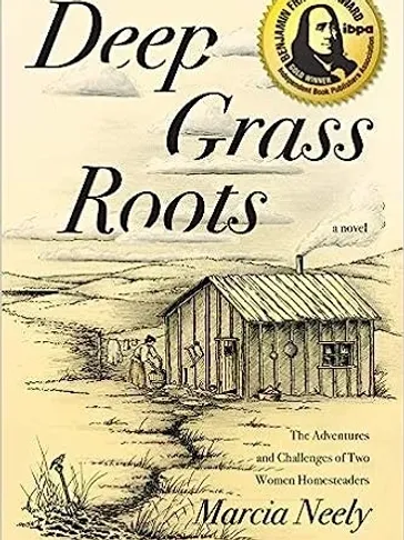 A book cover with an old shack in the background.