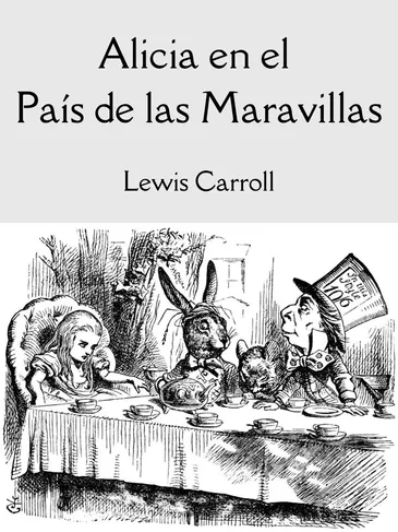 A black and white image of the cover of lewis carroll 's book.