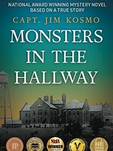 A book cover with the title of monsters in the hallway.